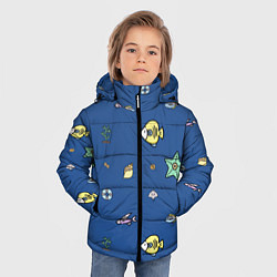 Куртка зимняя для мальчика Паттерн - морской мир, цвет: 3D-черный — фото 2
