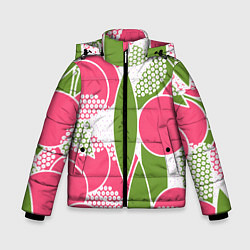 Зимняя куртка для мальчика Абстракция круги и зеленый лист
