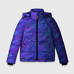Куртка зимняя для мальчика Абстрактный синий разводы, цвет: 3D-черный