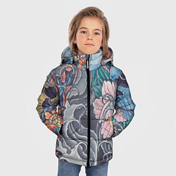 Куртка зимняя для мальчика Иредзуми: змеи и черепа, цвет: 3D-красный — фото 2