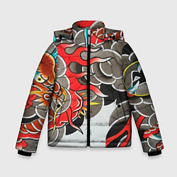 Куртка зимняя для мальчика Иредзуми: дракон в дыму, цвет: 3D-красный