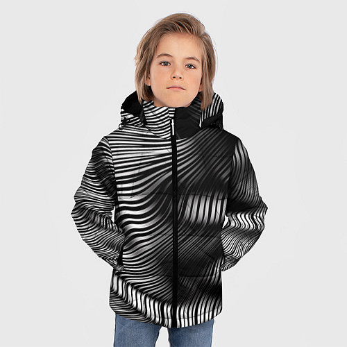 Зимняя куртка для мальчика Оптические волны / 3D-Черный – фото 3