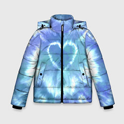 Зимняя куртка для мальчика Сердце - тай-дай - голубой