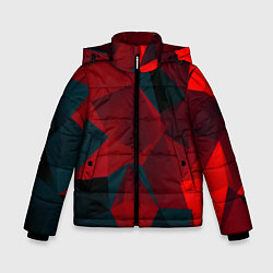 Зимняя куртка для мальчика Битва кубов красный и черный