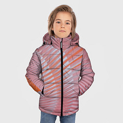 Куртка зимняя для мальчика Абстрактные розовые волнообразные линии, цвет: 3D-светло-серый — фото 2