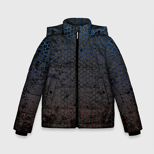Зимняя куртка для мальчика Грязный блестящий гексаэдр патттерн / 3D-Светло-серый – фото 1