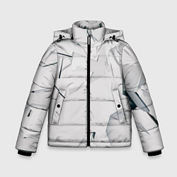 Куртка зимняя для мальчика Абстрактные разные белые и серые фигуры, цвет: 3D-черный