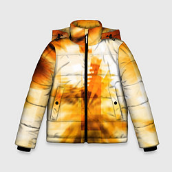 Куртка зимняя для мальчика Ярко-жёлтое свечение и пиксели, цвет: 3D-черный