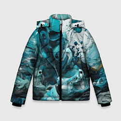 Куртка зимняя для мальчика Абстрактные голубые брызги краски, цвет: 3D-черный