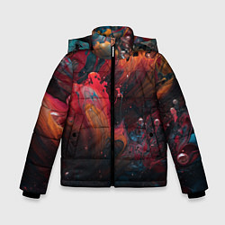 Куртка зимняя для мальчика Разноцветные брызги краски, цвет: 3D-красный