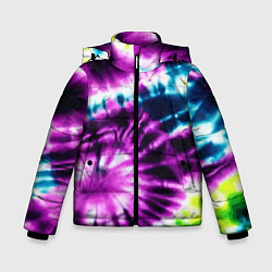 Куртка зимняя для мальчика Тай дай фиолетовый узор, цвет: 3D-светло-серый