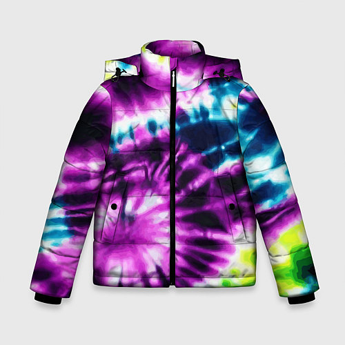 Зимняя куртка для мальчика Тай дай фиолетовый узор / 3D-Светло-серый – фото 1
