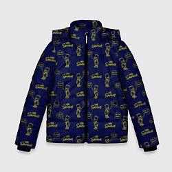 Куртка зимняя для мальчика Bart pattern Eat my shorts, цвет: 3D-светло-серый