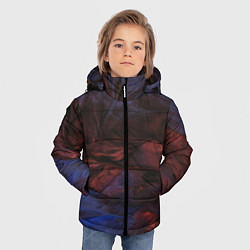 Куртка зимняя для мальчика Тёмные переливающиеся волны с блёстками, цвет: 3D-красный — фото 2