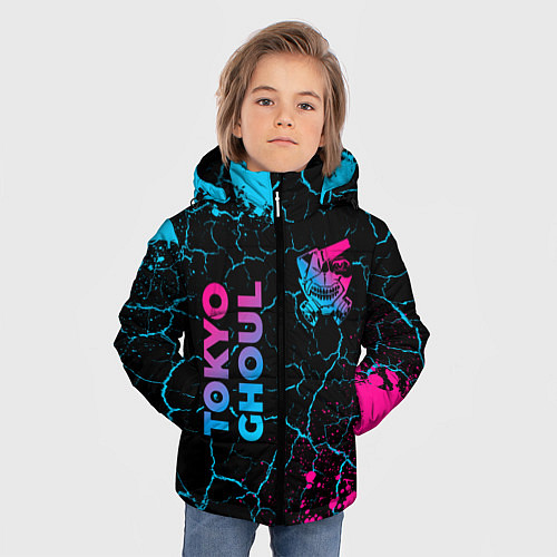 Зимняя куртка для мальчика Tokyo Ghoul - neon gradient: надпись, символ / 3D-Черный – фото 3
