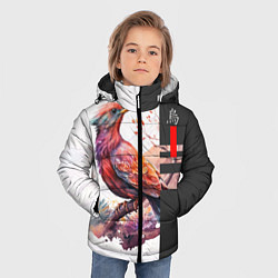 Куртка зимняя для мальчика Птичка на ветке, цвет: 3D-красный — фото 2