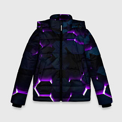 Куртка зимняя для мальчика Неоновые соты с подсветкой, цвет: 3D-черный