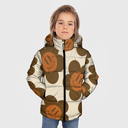 Куртка зимняя для мальчика Цветочки-смайлики ретро, цвет: 3D-светло-серый — фото 2