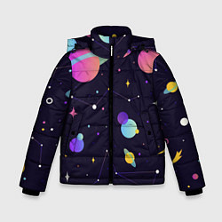 Куртка зимняя для мальчика Разнообразие галактики, цвет: 3D-черный