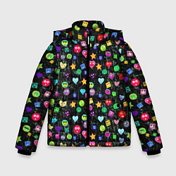 Куртка зимняя для мальчика В смайликах, цвет: 3D-черный