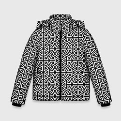 Куртка зимняя для мальчика Ромбическо-треугольная абстракция, цвет: 3D-черный