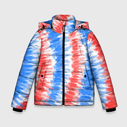 Куртка зимняя для мальчика Тай-дай красный с голубым, цвет: 3D-светло-серый