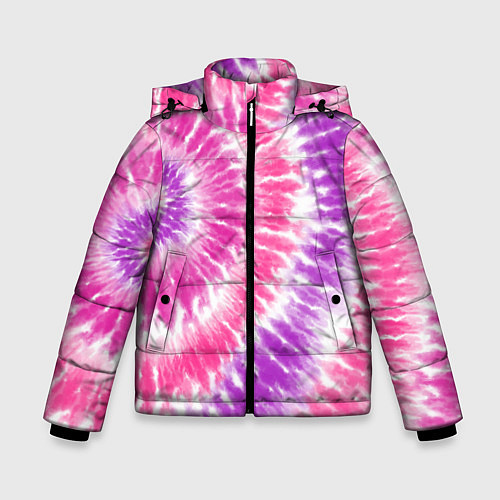 Зимняя куртка для мальчика Тай-дай розовый с фиолетовым / 3D-Светло-серый – фото 1
