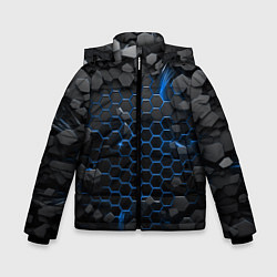 Куртка зимняя для мальчика Взрыв синих плит, цвет: 3D-черный