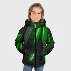 Куртка зимняя для мальчика Черные пластины с зеленым свечением, цвет: 3D-светло-серый — фото 2
