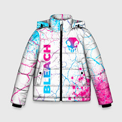 Куртка зимняя для мальчика Bleach neon gradient style: надпись, символ, цвет: 3D-черный