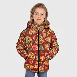 Куртка зимняя для мальчика Кусочки пиццы ассорти - акварельный паттерн, цвет: 3D-светло-серый — фото 2