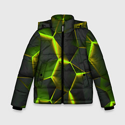 Куртка зимняя для мальчика Разлом неоновых плит, цвет: 3D-черный