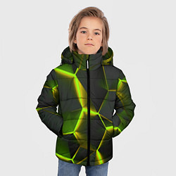 Куртка зимняя для мальчика Разлом неоновых плит, цвет: 3D-черный — фото 2