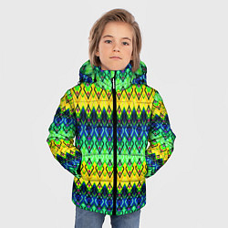 Куртка зимняя для мальчика Разноцветный желто-синий геометрический орнамент, цвет: 3D-красный — фото 2