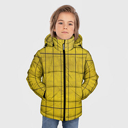 Куртка зимняя для мальчика Жёлтый фон и чёрные параллельные линии, цвет: 3D-красный — фото 2