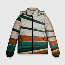 Куртка зимняя для мальчика Абстрактные зелёные и оранжевые линии, цвет: 3D-черный