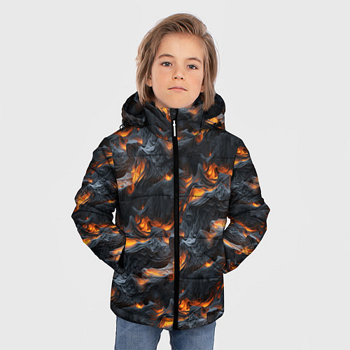 Зимняя куртка для мальчика Огненные волны - pattern / 3D-Черный – фото 3