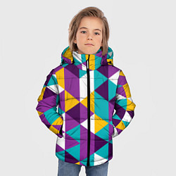 Куртка зимняя для мальчика Разноцветный ромбический паттерн, цвет: 3D-светло-серый — фото 2