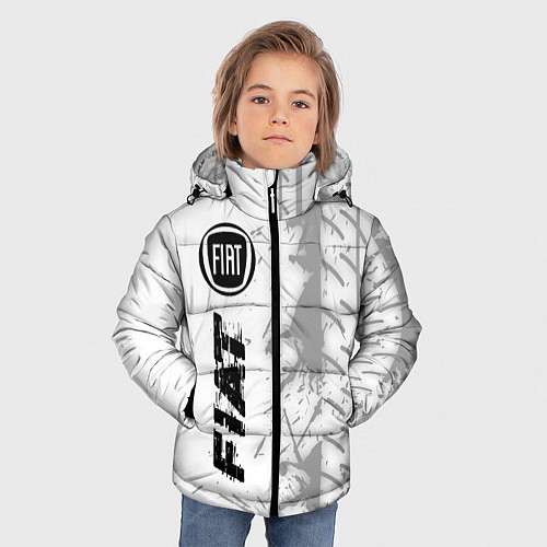 Зимняя куртка для мальчика Fiat speed на светлом фоне со следами шин: по-верт / 3D-Черный – фото 3