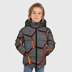 Куртка зимняя для мальчика Металлические плиты и лава, цвет: 3D-светло-серый — фото 2