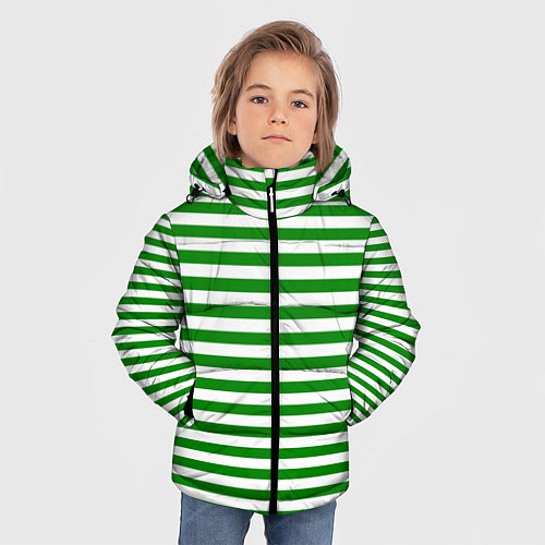 Зимняя куртка для мальчика Тельняшка зеленая Пограничных войск / 3D-Черный – фото 3