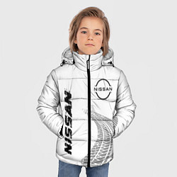 Куртка зимняя для мальчика Nissan speed на светлом фоне со следами шин: надпи, цвет: 3D-черный — фото 2