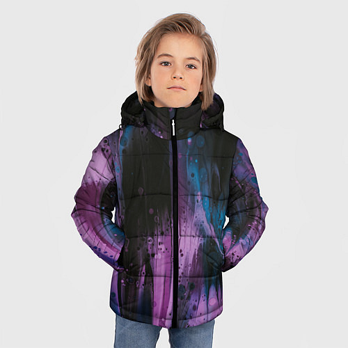 Зимняя куртка для мальчика Фиолетовые абстрактные тени / 3D-Красный – фото 3