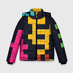 Куртка зимняя для мальчика Узор Тетрис абстракции, цвет: 3D-черный