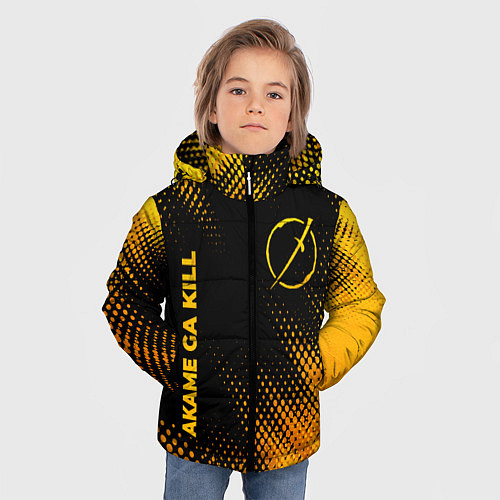 Зимняя куртка для мальчика Akame ga Kill - gold gradient: надпись, символ / 3D-Черный – фото 3