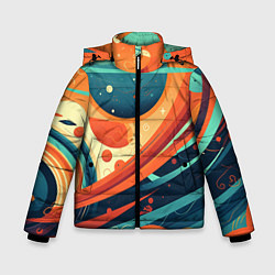 Куртка зимняя для мальчика Абстрактный космический пейзаж: арт нейросети, цвет: 3D-черный