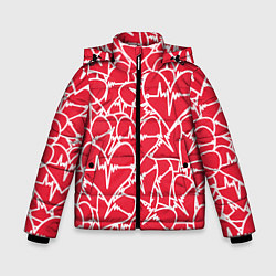 Куртка зимняя для мальчика Абстракция сердце, цвет: 3D-черный