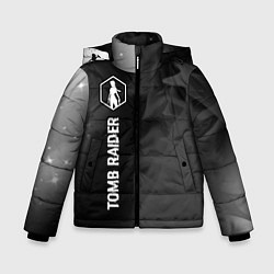 Куртка зимняя для мальчика Tomb Raider glitch на темном фоне: по-вертикали, цвет: 3D-черный