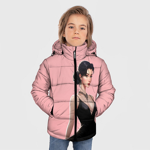 Зимняя куртка для мальчика Girl in black dress - pink / 3D-Черный – фото 3