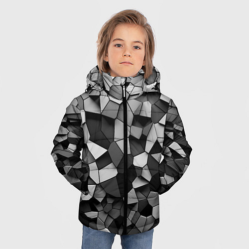 Зимняя куртка для мальчика Серые стальные плиты / 3D-Черный – фото 3